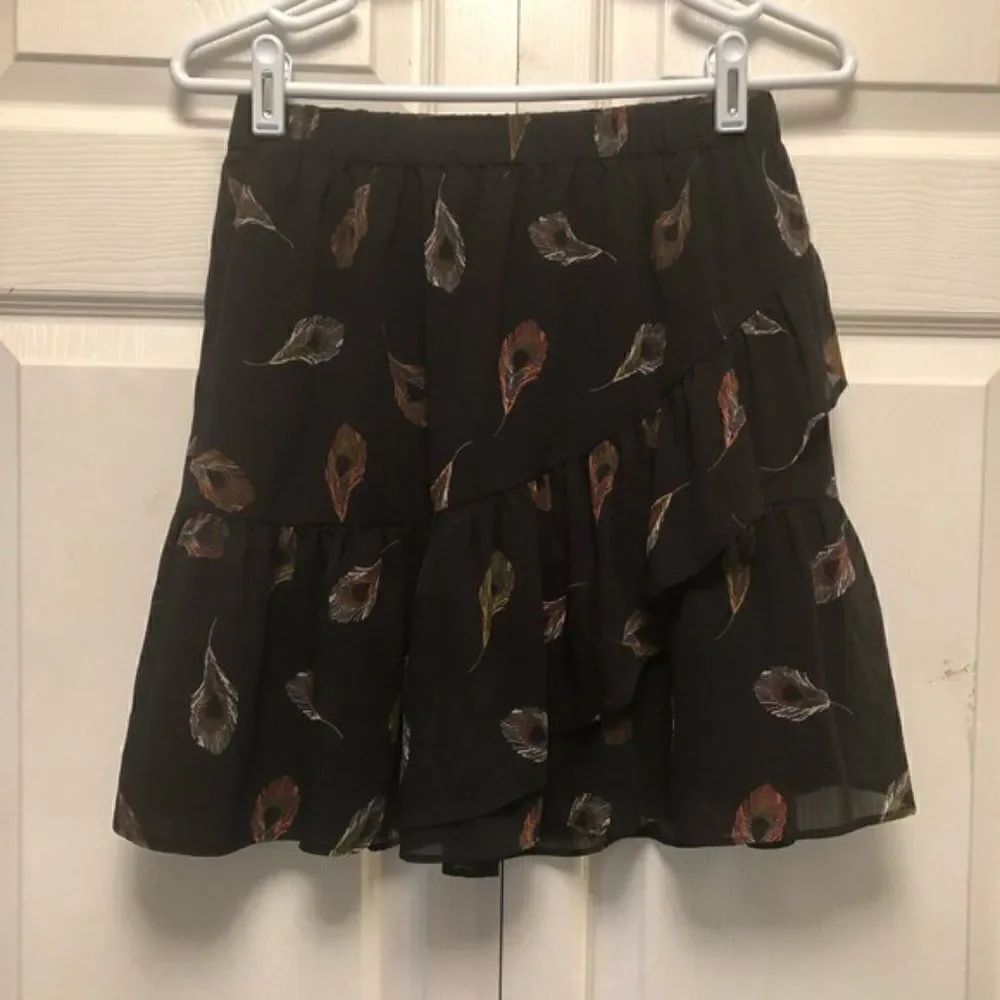 Madewell Tiered Peacock Feather Mini Skirt